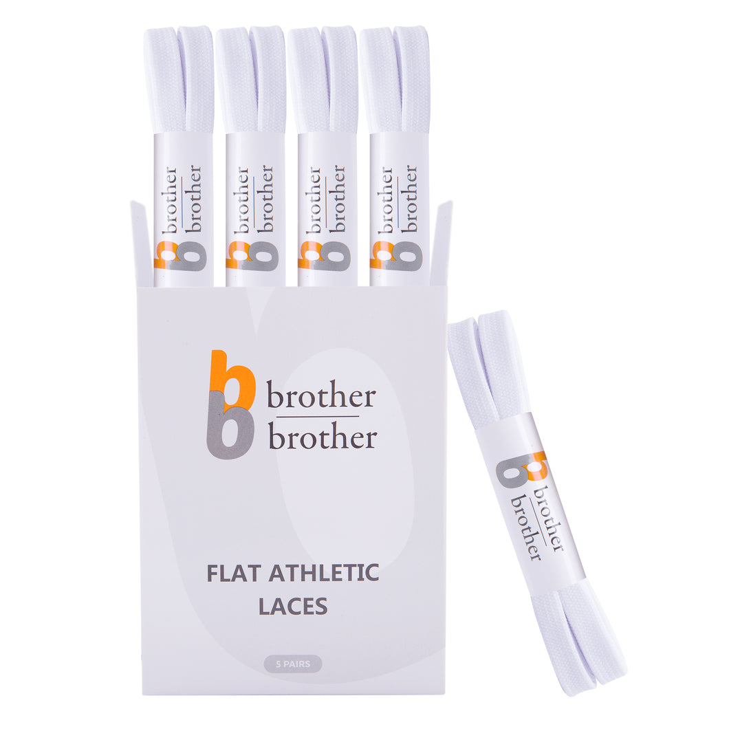 BB BROTHER BROTHER Replacement Flat Athletic Shoelaces - White [5 Pairs]