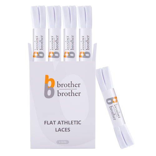 BB BROTHER BROTHER Replacement Flat Athletic Shoelaces - White [5 Pairs]