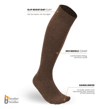 BB Brother Brother 5 Pairs Knee Length Dress Socks for Men, Breathable Combed Cotton, Handlinked Toe, Smooth Seam, US 7-10 (Brown)