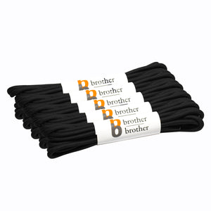 BB BROTHER BROTHER Replacement Round Athletic Shoelaces - Black [5 Pairs]