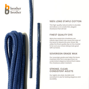 BB BROTHER BROTHER Colored Oxford Shoe Laces (7 Pairs) | 100% Cotton Round and Waxed Shoelaces for Dress Shoes | Gift Box with Navy Blue, Olive, Purple, Green, Yellow, Red and White Shoe Strings