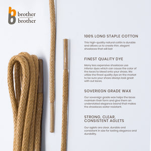 BB BROTHER BROTHER (3 Pairs) Colored Oxford Dress Shoe Laces | Shoe Strings (Light Brown)