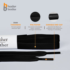 BB BROTHER BROTHER Replacement Flat Athletic Shoelaces - Black [5 Pairs]