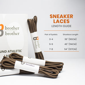BB BROTHER BROTHER Replacement Round Athletic Shoelaces - Brown [5 Pairs]