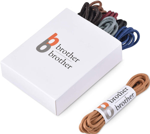BB BROTHER BROTHER Colored Oxford Shoe Laces for Men (7 Pairs) Cotton Round and Waxed Shoelaces for Dress Shoes Gift Box with Royal Blue, Black, Dark Brown, Burgundy, Brown, Tan, and Gray Shoe Strings