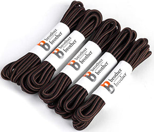 BB BROTHER BROTHER Black and Brown Round Boot Shoe Laces (5 Pairs), Heavy Duty Non Slip Replacement Shoelaces, 3/16" Thick 3.5mm Shoe Strings for Men’s and Women’s Work, Hiking, Winter, Walking Boots